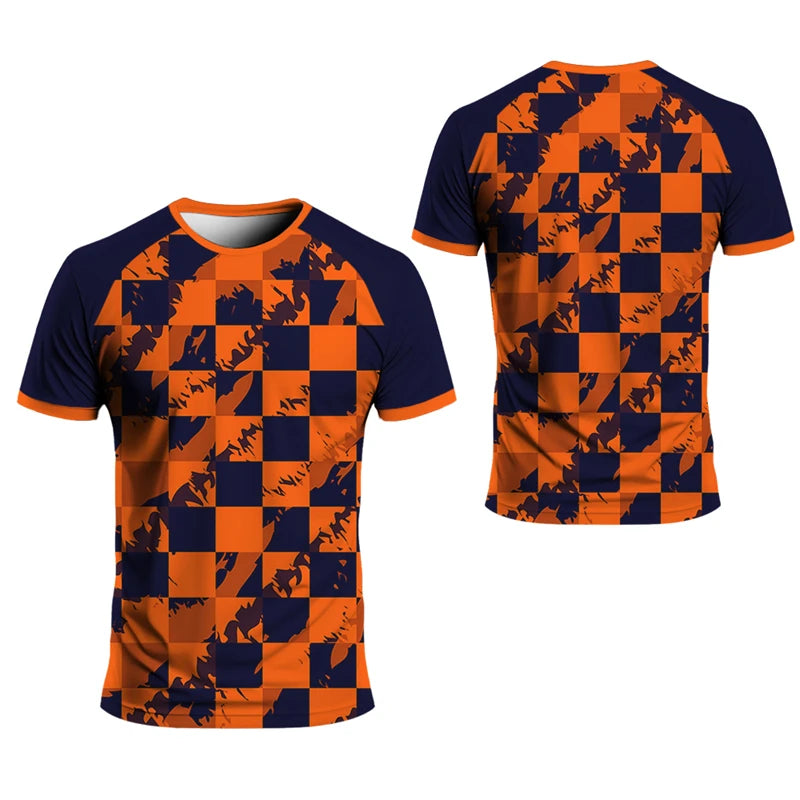Simple Striped Graphic Sports T Shirts For Men Summer Fashion Short Sleeve 3D Printed Fitness T-shirts Casual Oversized Tees
