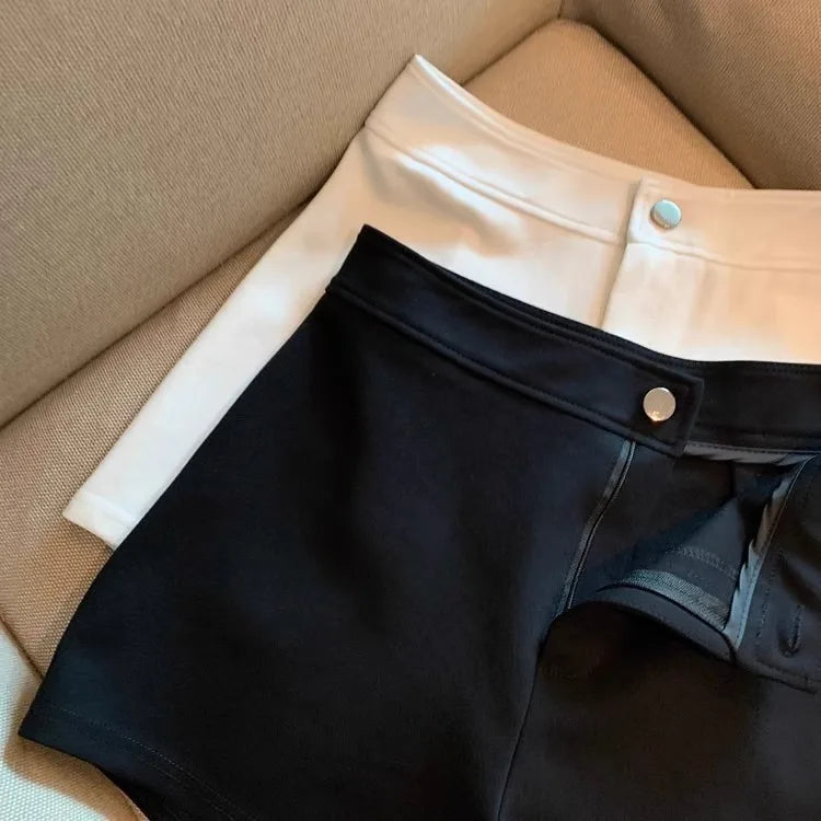 2026 Women's Summer Black Shorts, Thin Breathable High Waist Slim-fit A-line Stretchy Hot Pants for Y2K