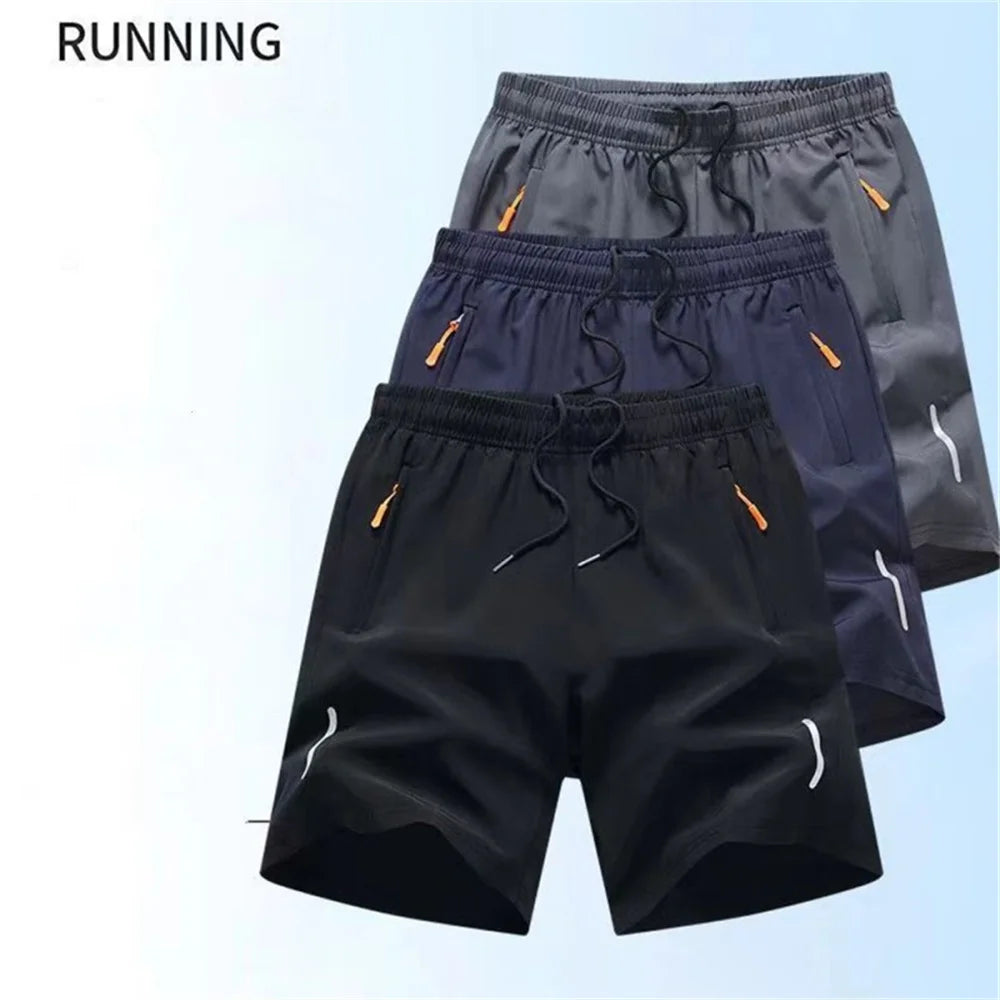 Men's Summer Beach Short Pants Sports Casual Shorts Ultra-thin Ice Silk Quick Dry Male Zipper Loose Gym Sweatpant Jogging Shorts