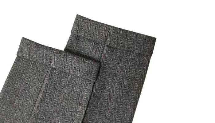 Autumn New Warm Wool Herringbone Casual Trousers British Retro Woolen Loose Straight Pants for Men