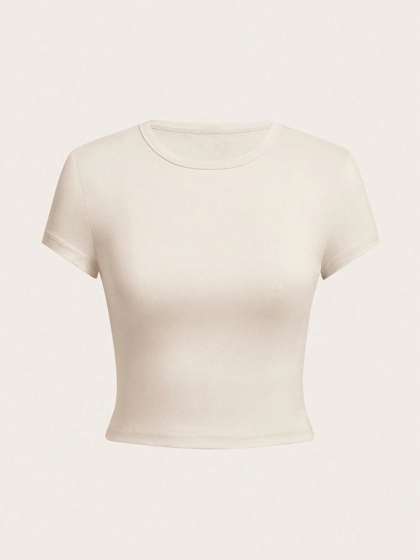 4 pieces Solid color basic short sleeved tight fitting T-shirt for women's casual summer minimalist women's style top O-neck