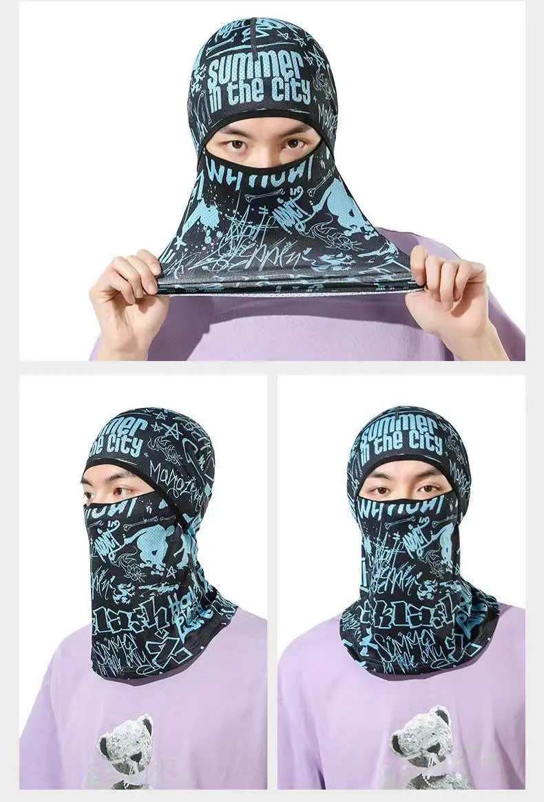 Summer Cool Balaclava Ice Silk Cycling Full Face Cap Sun Anti-UV Protection Sports Face Cover Headwear Bike Motorcycle Men's Hat