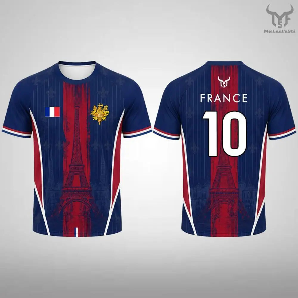 New France Flag Printed T-shirt Men Breathable And Quick-drying Soccer Jersey Unisex Casual Sports Training Short-sleeved Top