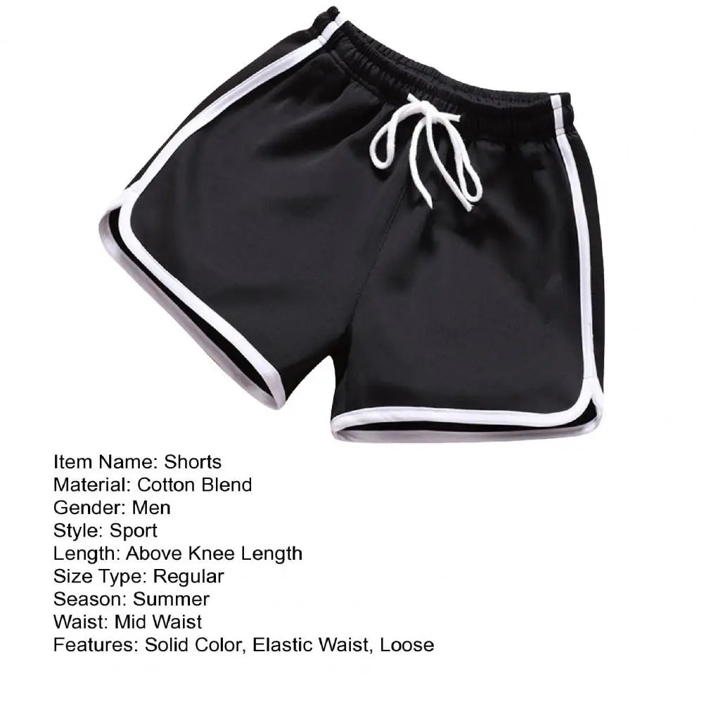 Above Knee Men Shorts Men's Summer Drawstring Shorts Elastic Waist Loose Length Beach Trousers Daily Casual