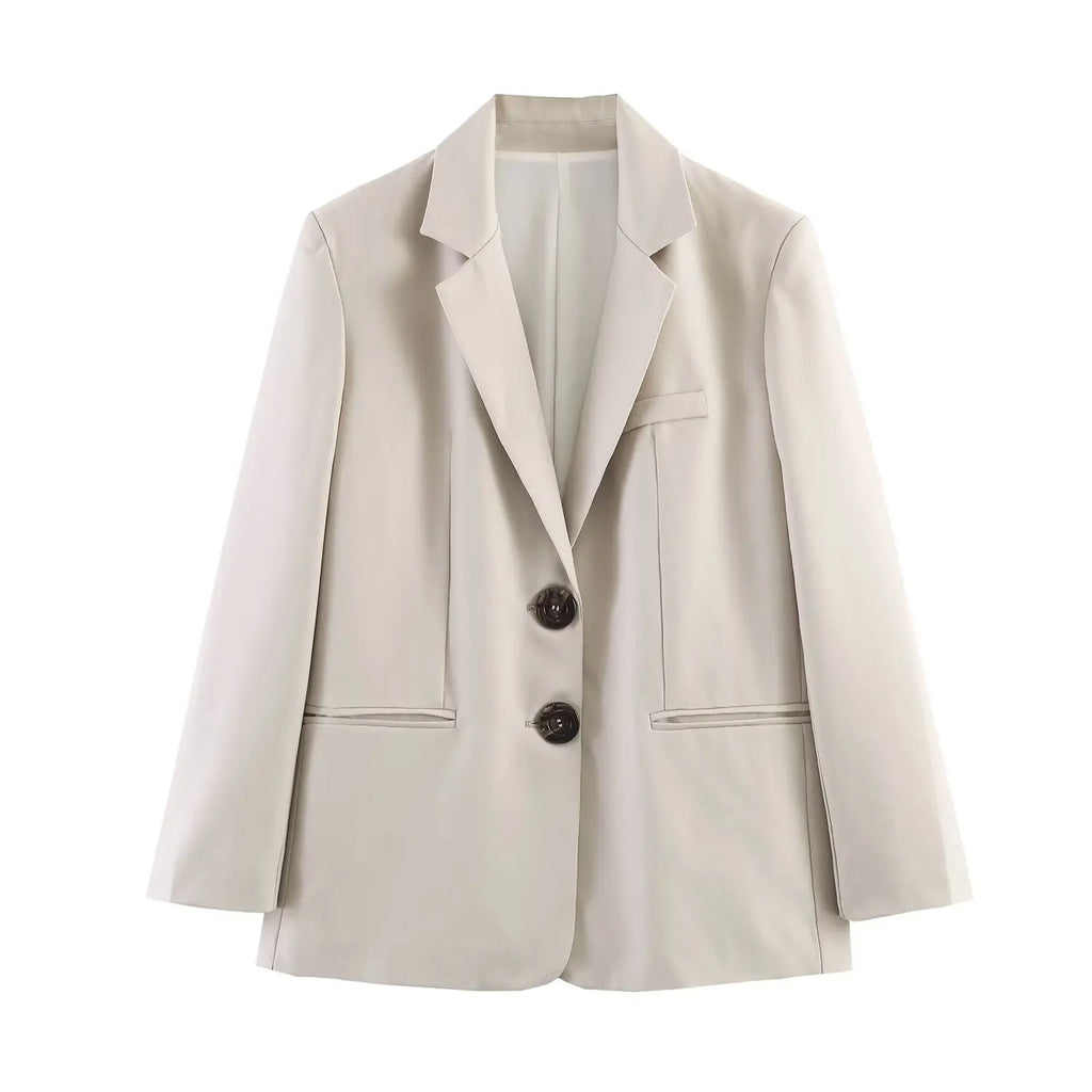 European and American style 2026 new double-button straight suit jacket with shoulder pads + pleated straight trousers suit