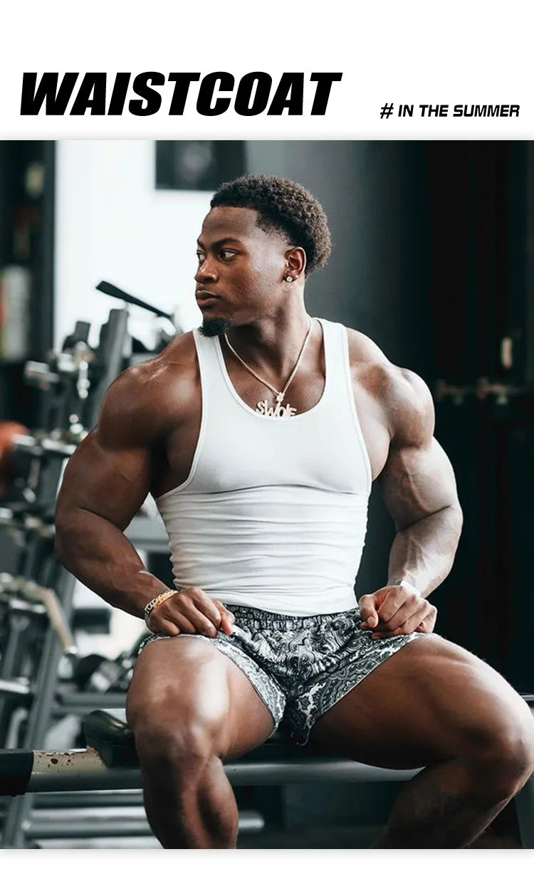 Summer Men's Sports Clothing Casual Vest Fashion Round Neck Quick Dry Tank Top Male Outdoor Gym Fitness Sleeveless Base Shirt