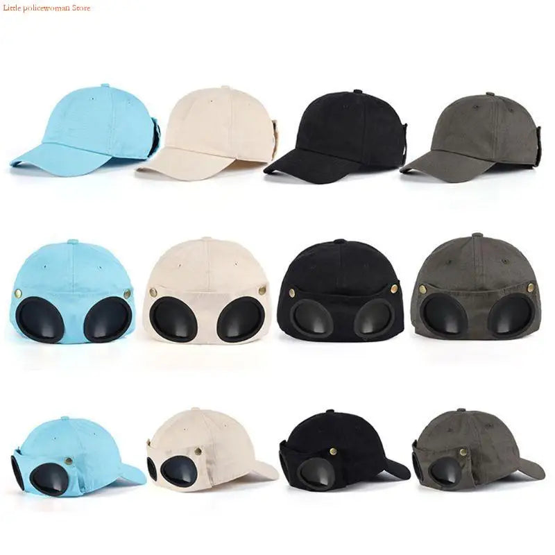 F92D Baseball Hat For Men Hip Hop Hats Curved Visor Baseball Hat with Goggles