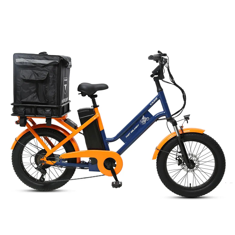TXED Food Delivery Bicycle 20 Inch Electric Cargo Bike 48V 500W Lithium Battery Family Bike for Long Range Travel Cargo Bike