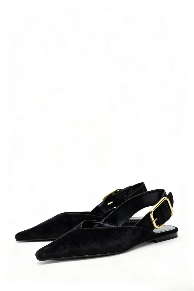 Retro Women's Shoes Fashion Pointed Tip Flat Sandals for Woman Elegant French Casual Shoes Luxury Designer Shoes Sandalias Mujer