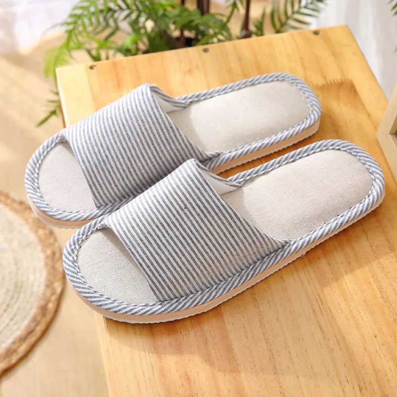 Four Season Linen Home Slippers Women Indoor Bedroom Women House Slides Autumn Unisex Lovers Shoes Adults Outdoor Casual Sandals
