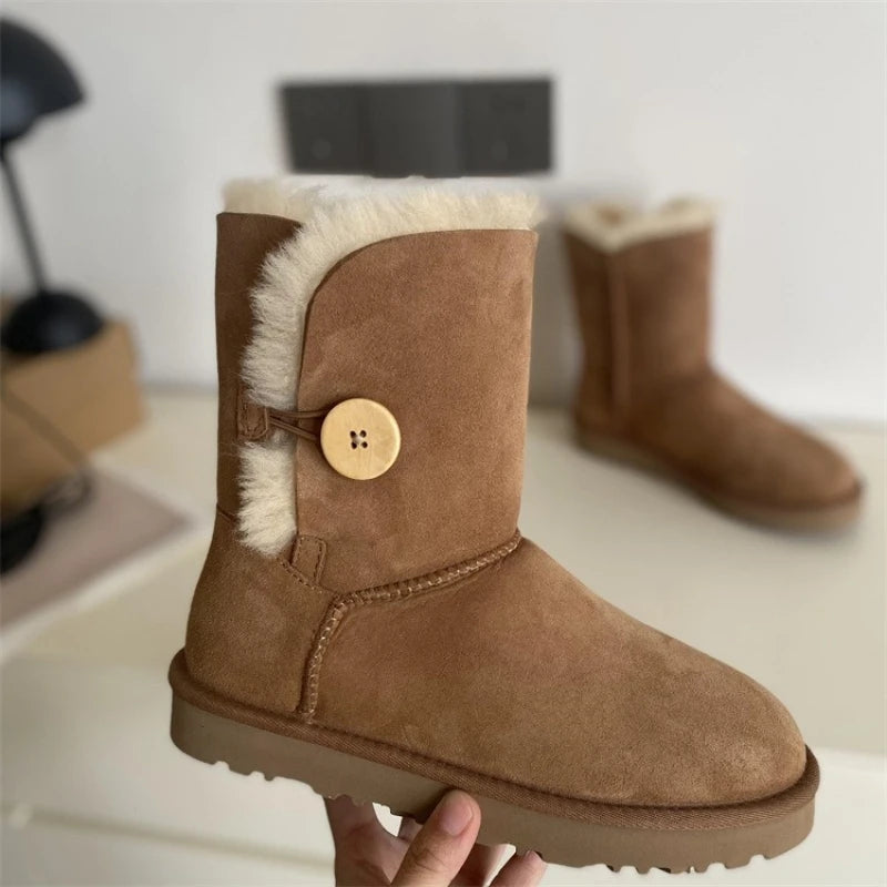 2026 New Design Winter Boots Women Super Mini Real Sheepskin Wool Comfort Warm Natural Fur Shoe Man Classic Snow Boot Size 35-44