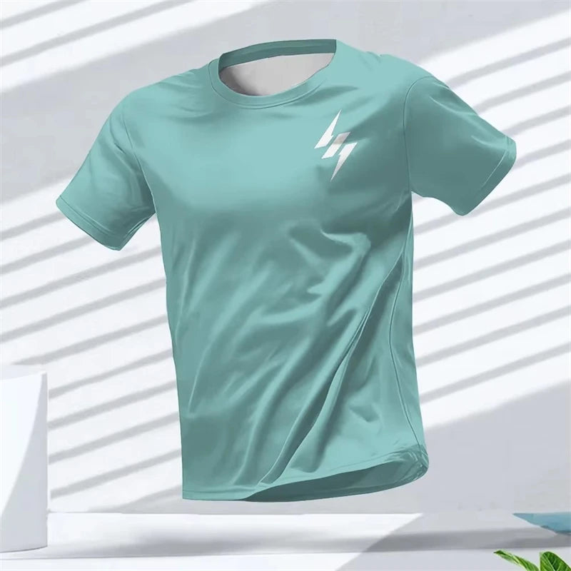 Simple Fashion Quick Dry Sports T Shirts Summer Casual Short Sleeve 3D Printed T-shirts Loose Breathable Fitness Running Tees