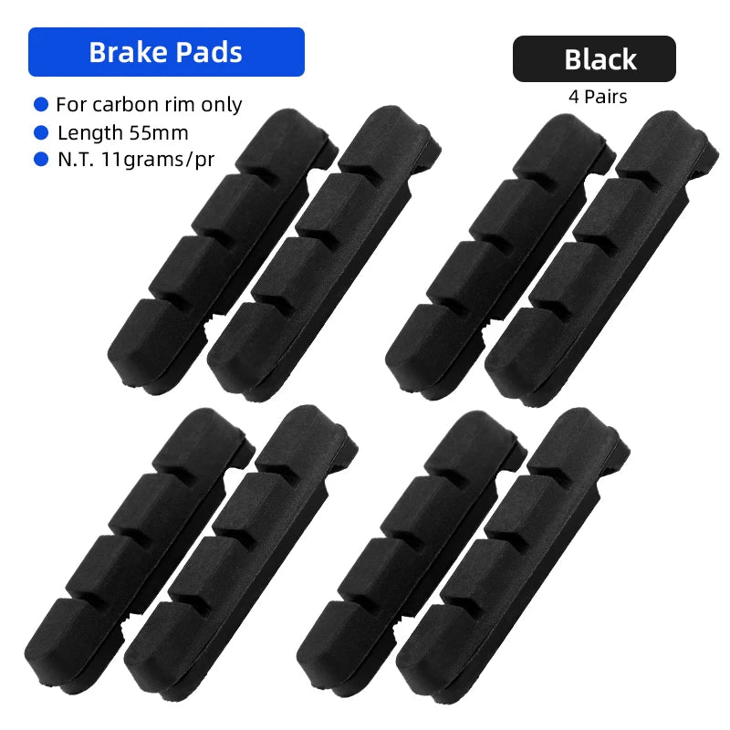 Deemount Carbon Rim Brake Pads Cork Compound Road Bike Caliper Braking Inserts for Carbon Wheel Low Rim Wear All Weather Use