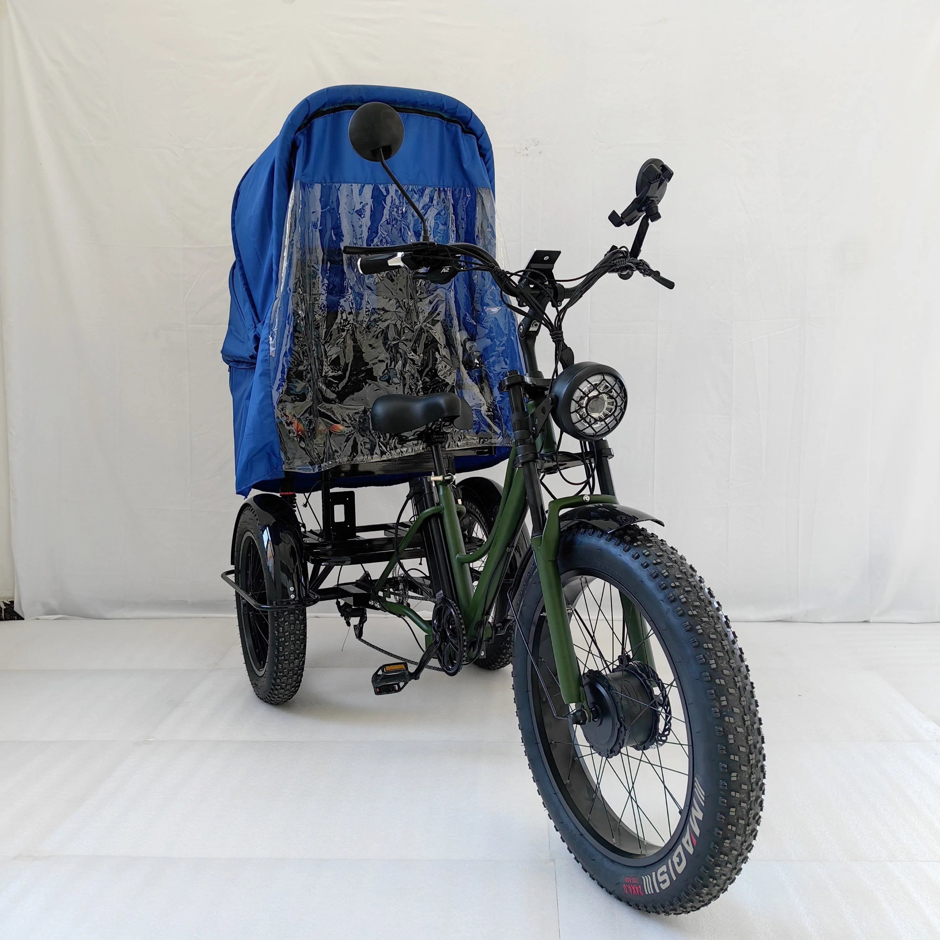 Transportation Vehicle  Bike  2024 Electric 3 Wheeler Trike Fat Tire ThreeWheel Electric Cargo Bicycle with Canopy