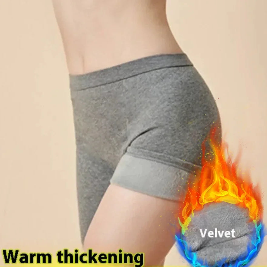 Women's Thickened Fleece Shorts Thermal Underwear Winter Velvet Anti-light Warm Hot Boxers Underpants Safety Short Pants Female