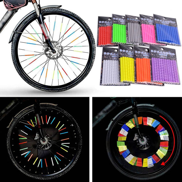12PCS/Bag Bicycle Wheel Spokes Reflective Sticker Tube Strip Warning Light DIY 7.5cm MTB Cycling Reflector Reflective Safety Kit