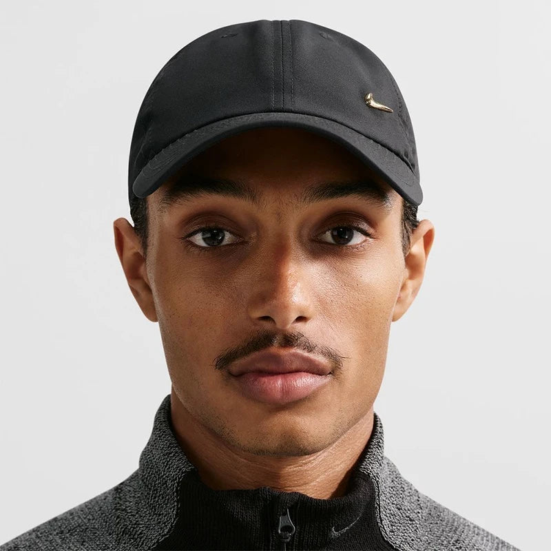 Nike Brand Logo Polyester Baseball Cap Unisex Couple Style Black/Gold Fb5372-011