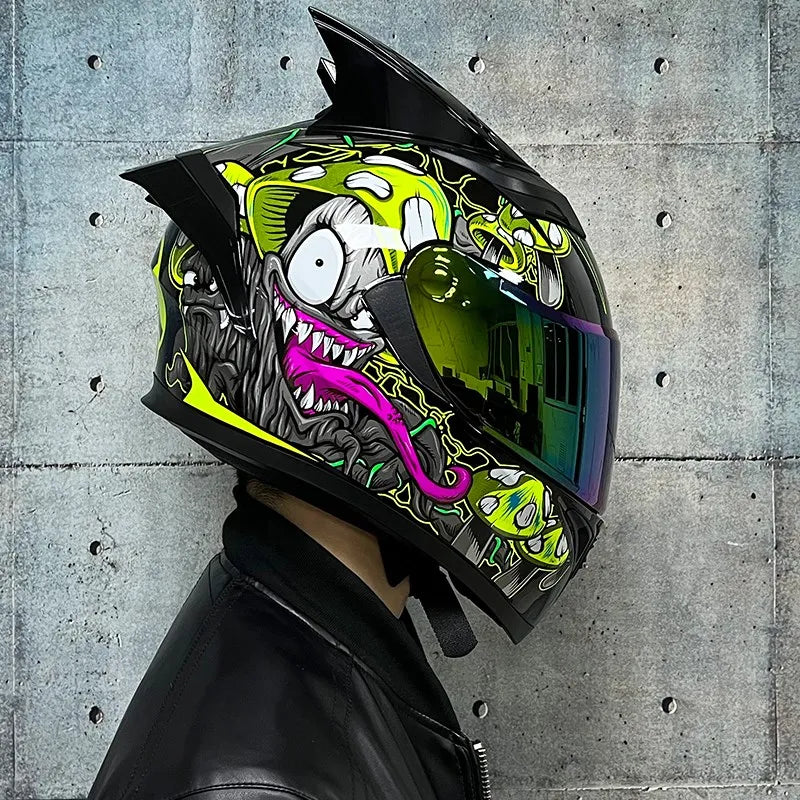 JIEKAI DOT Certified Full Face Motorcycle Helmet Racing Dual Lens Helmet
