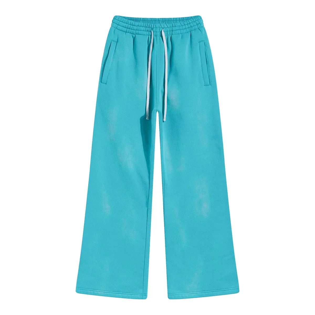 2025 Winter New Fleece Sweatpants Men Splashing Ink Spray Dyeing Wash Distressed Wide Joggers Grinding Edges Baggy Plush Pants