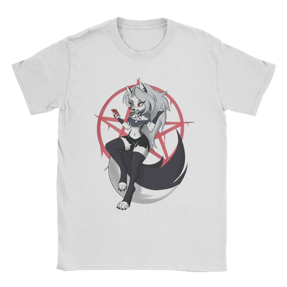 Men T-Shirts Cute Loona Funny Cotton Tee Shirt Short Sleeve Cartoon Helluva-Boss T Shirt Crewneck Clothes Gift Idea