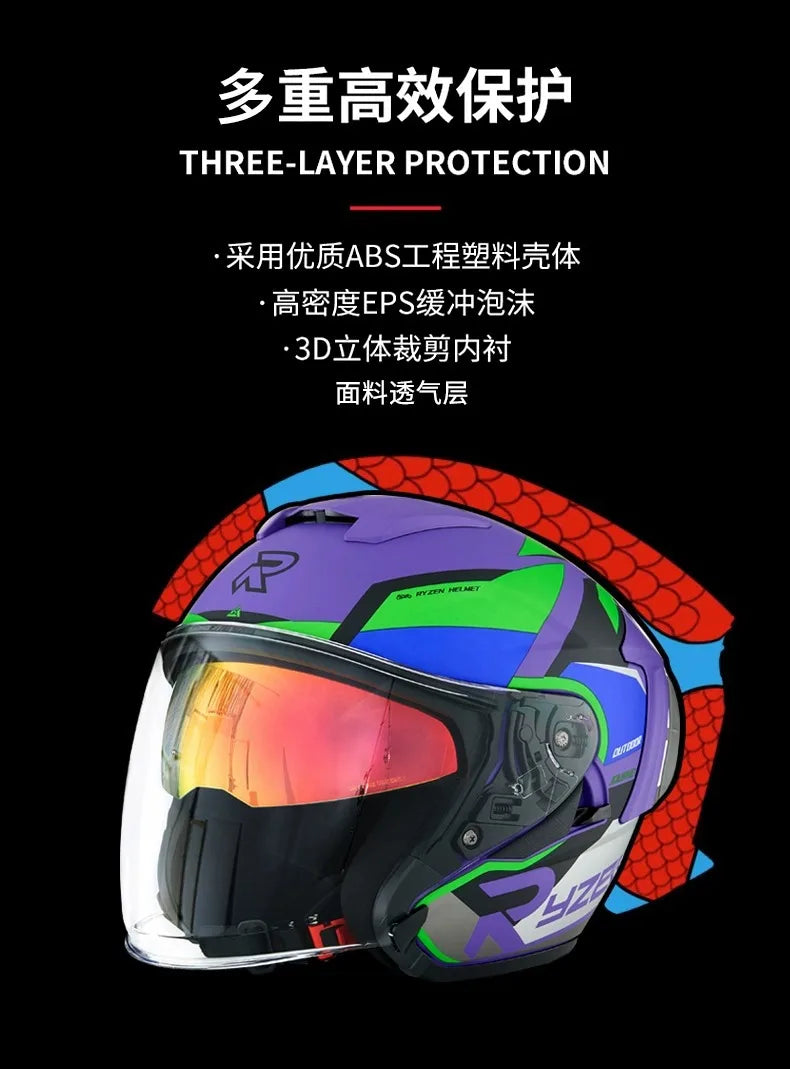 Lightweight Ventilated 3/4 Open Face Helmet DOT ECE Approves Motorbike Scooter Scooter Half Helmet Open Face Casco Moto