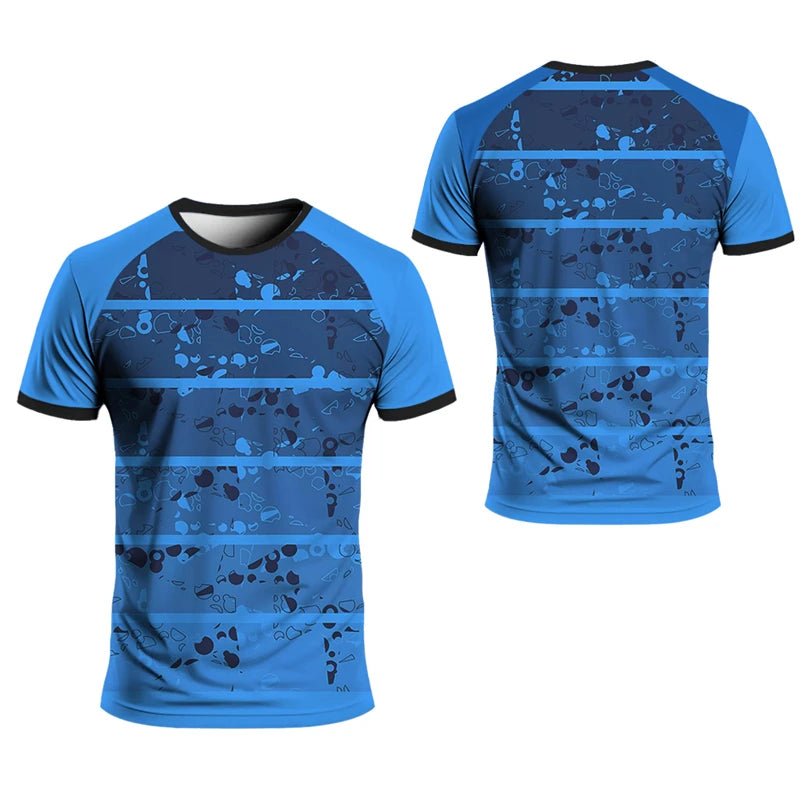 Simple Striped Graphic Sports T Shirts For Men Summer Fashion Short Sleeve 3D Printed Fitness T-shirts Casual Oversized Tees