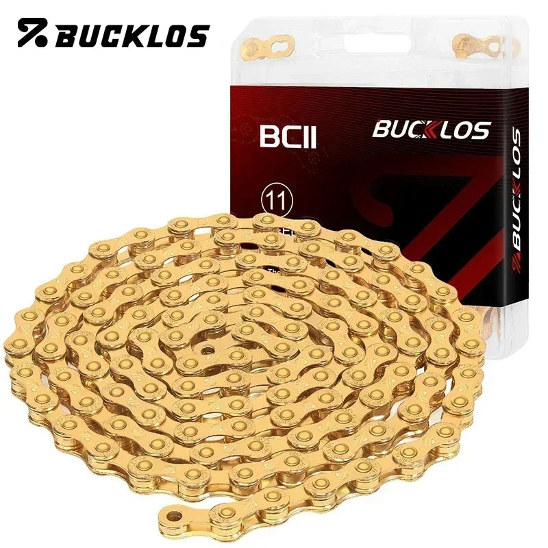 BUCKLOS MTB Road Bike Chain 8/9/10/11/12 Speed Bicycle Chains Universal EL/SL Road Bike Chain Gold/Silver Chains Bicycle Part