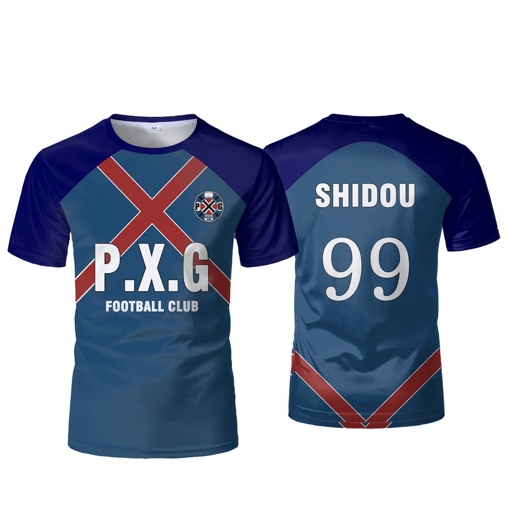 P.x.g Blue Lock Japanese Anime Jersey Football Uniform No.9 Rin Shidou Cosplay T Shirts Men's And Women's Casual Sports Tops