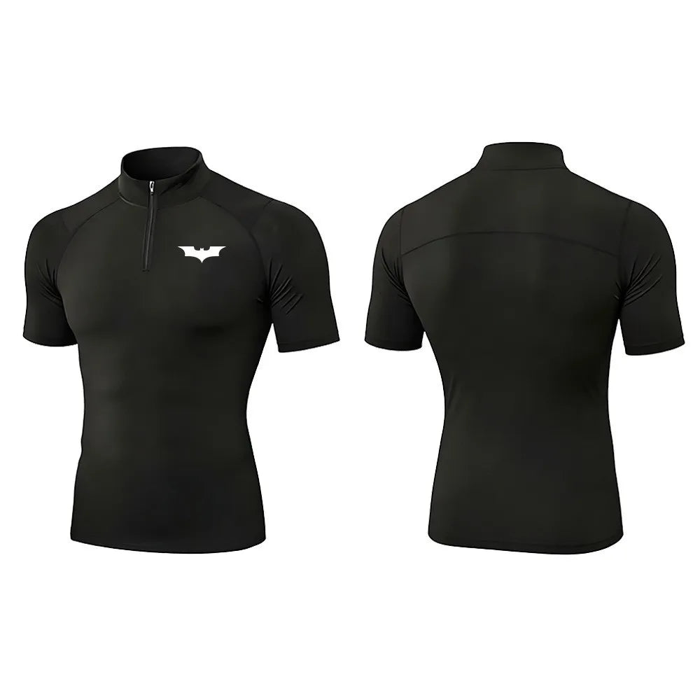 2025 Men's Bat Print Compression Shirt Quick Dry T-Shirt Gym Running Jersey Breathable Short Sleeve S-3XL
