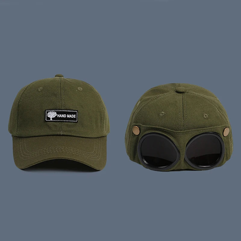 Hip Hop Aviator Hat With Sunglasses For Men Women Fashion Glasses Bonnet Summer Outdoor Sun Visors Fashion Punk Baseball Cap