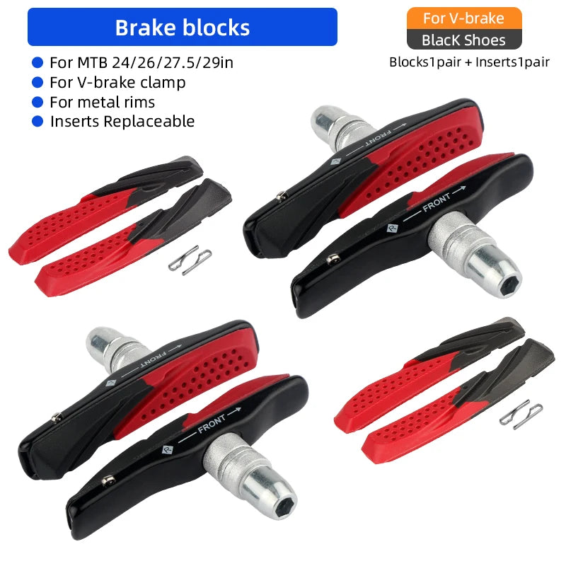 MTB V-brake Pads W/ 70mm Rubber Brake Inserts All Weather Use Metal Rims Wheel Friction Blocks Kits for XT XTR M70R2/S70C/M70CT4