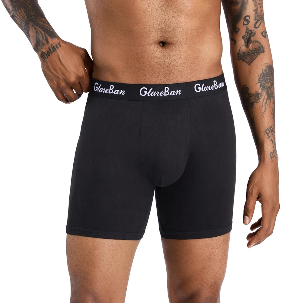 10Pcs Black Mens Mid Length Boxer Briefs Ultra Soft Breathable Stretch Comfort Underwear for Daily Commute Home Gym