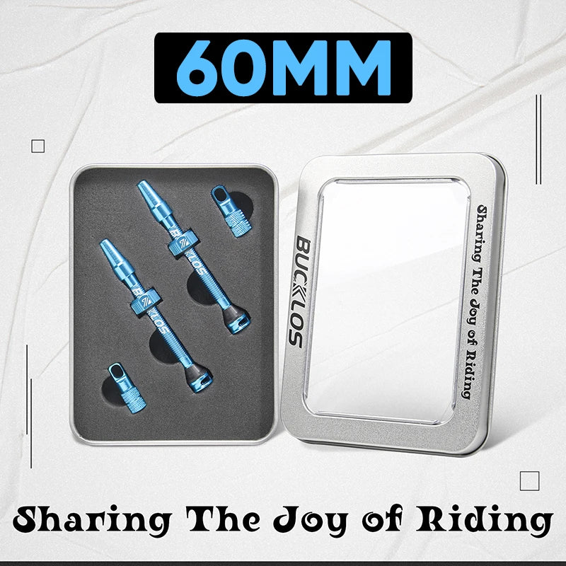 BUCKLOS 40/44/55/60/65/80/100mm Tubeless Valves Bike Aluminum Alloy Presta Nipples Removable Core Air Valve for Road MTB Bicycle