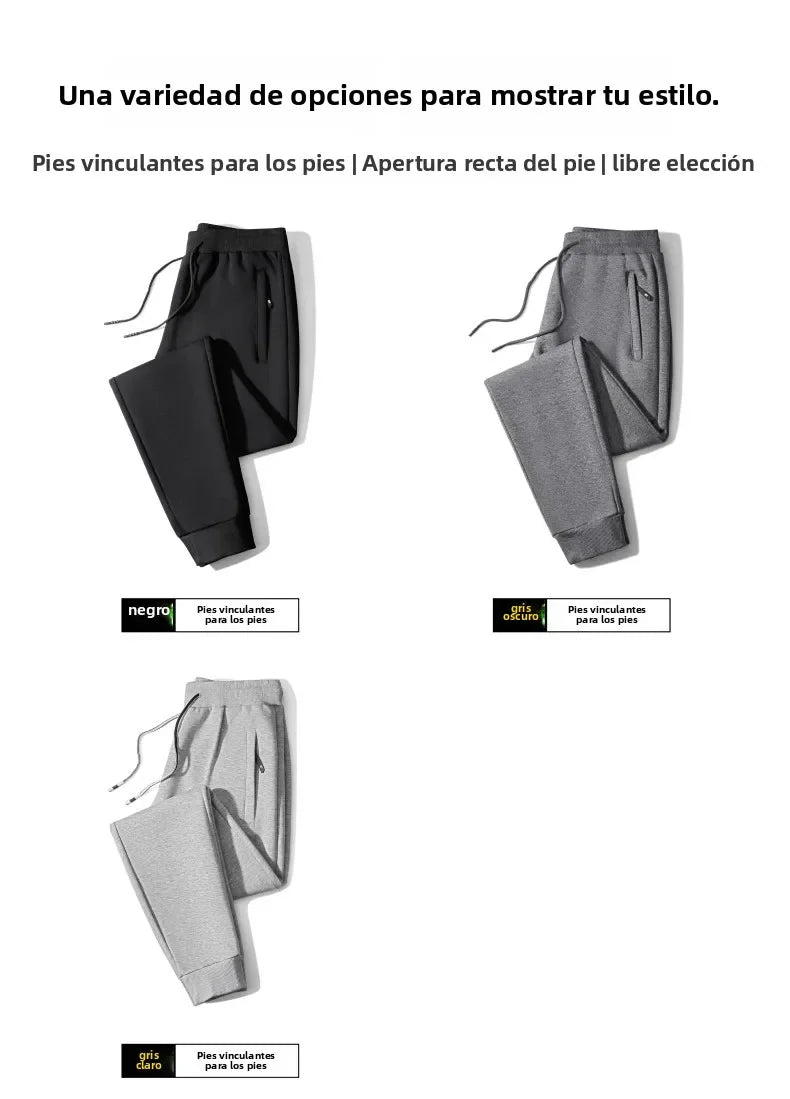 Men's Casual Straight Leg Pants Spring Autumn Loose Fit Fce Lined Bla ey Versatile Winter Trendy Brand Sweatpants
