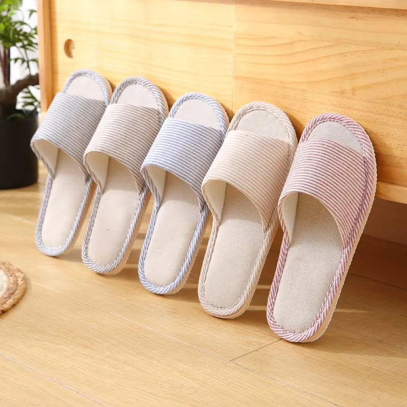Four Season Linen Home Slippers Women Indoor Bedroom Women House Slides Autumn Unisex Lovers Shoes Adults Outdoor Casual Sandals