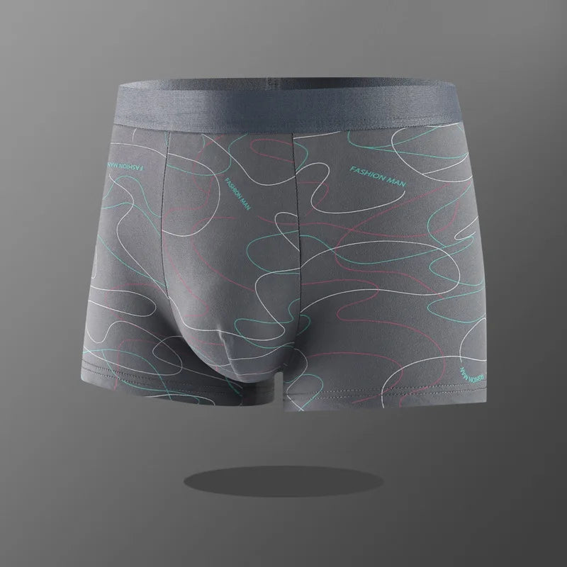 Underwear Man 2025 briefs mid-waist geometric print underpants solid cotton comfortable men's boxer briefs cheap clothing