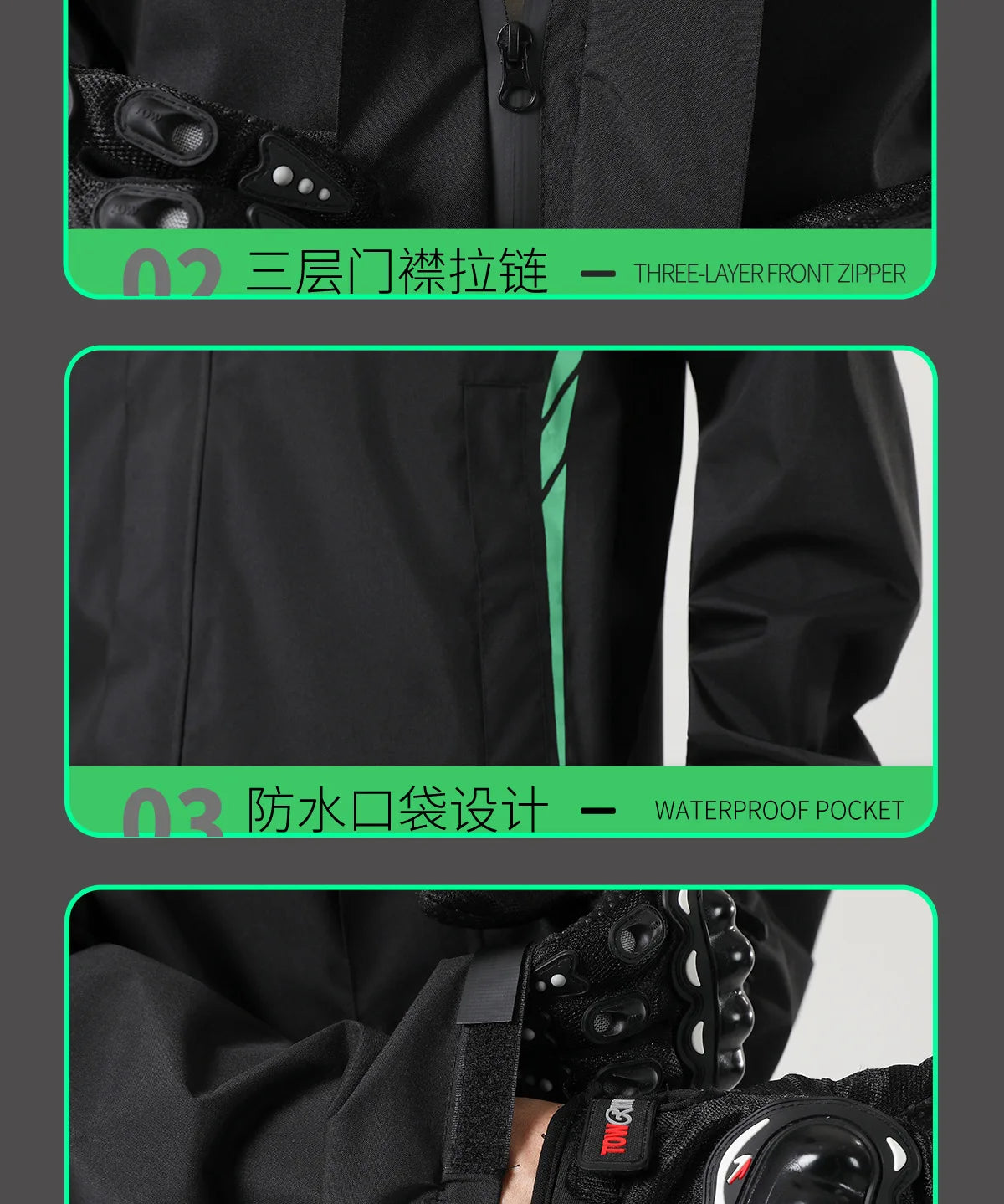 1 set Men's Motorcycle Riding Suit Raincoat Set Full Body Waterproof Outdoor Wear Adult Separate Delivery Rider Special Use