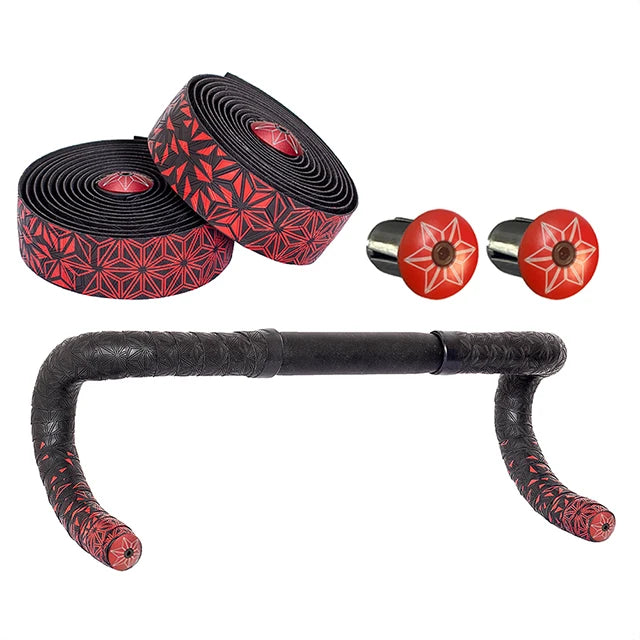 Road Bike Bar Tape Super Sticky Kush Star Fade Bar Tape EVA/PU Bike Anti-Skid Shock Absorber Wrap Tape With 1 pair Bar Plugs