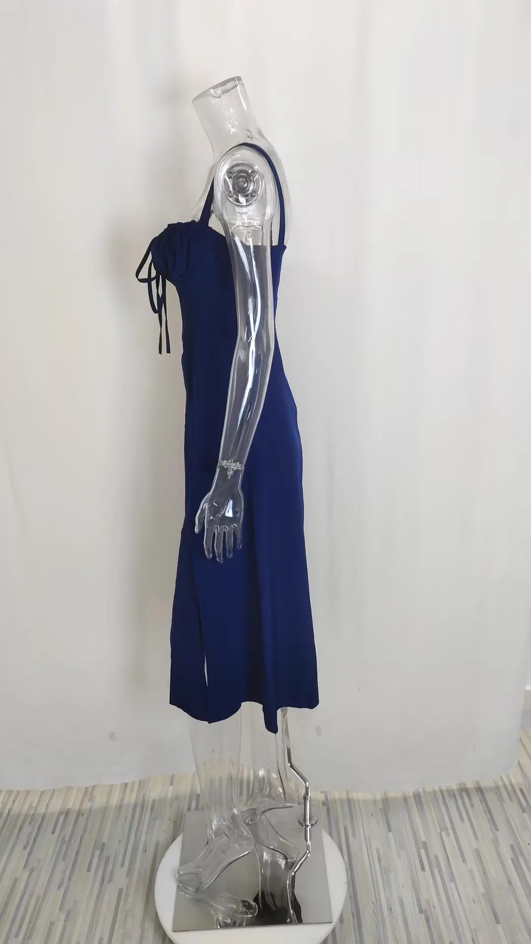 Women Summer Dress 2024 Fashion Floral Print Halter Sling V Neck Bra Sleeveless Gentle Woman mid-calf Dresses Vestidos GHH24128