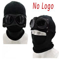New Trendy Autumn Winter Warm Caps New Aviator Glasses Men Women Ear Protection Plus Cycling Full Face Cover Warm Knitted Hats