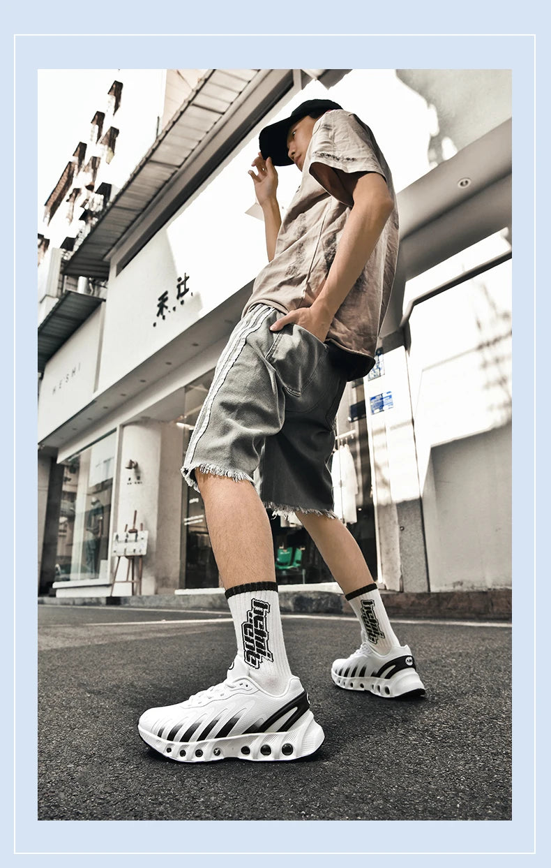 New men's sneakers PU air cushion anti-slip shock absorber running shoes outdoor lightweight and breathable mesh running shoes