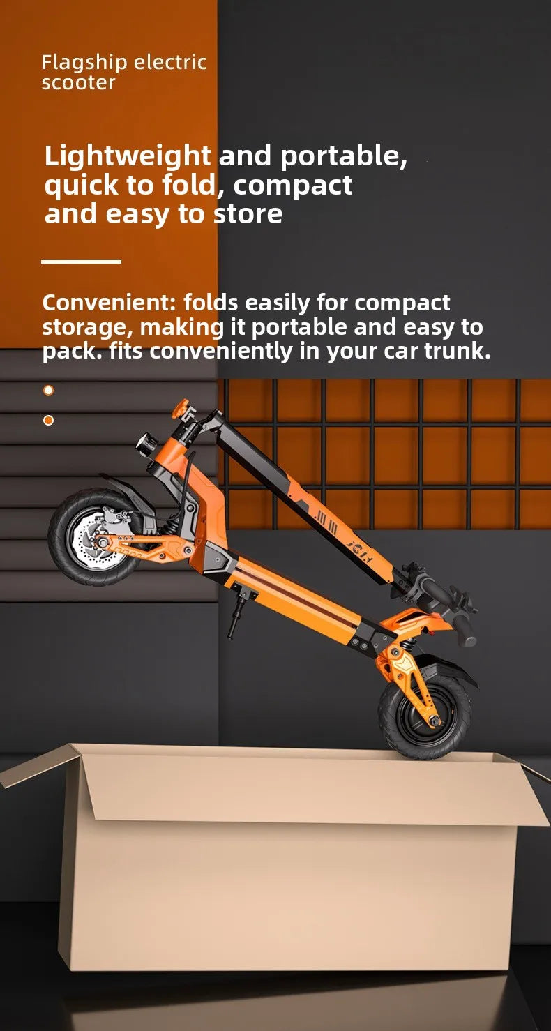 Dual-drive 2400W Shock-absorbing Off-road Scooter, Foldable High-speed High-power Electric Scooter