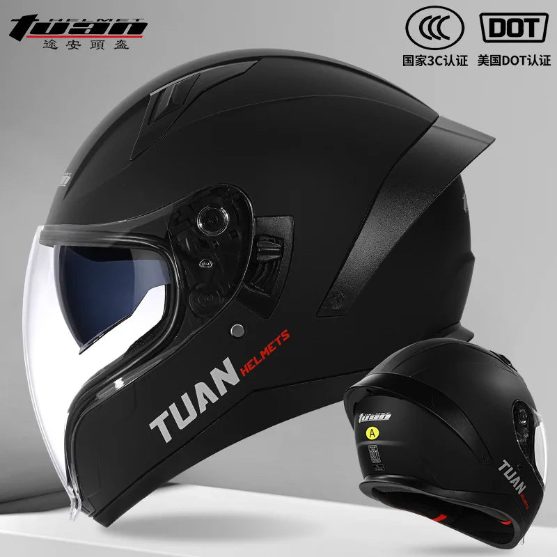 2026 New Motorcycle Helmet Standard DOT Double Mirror Drinkable Water Ghost Face Helmet Cycling Locomotive Full Helmet