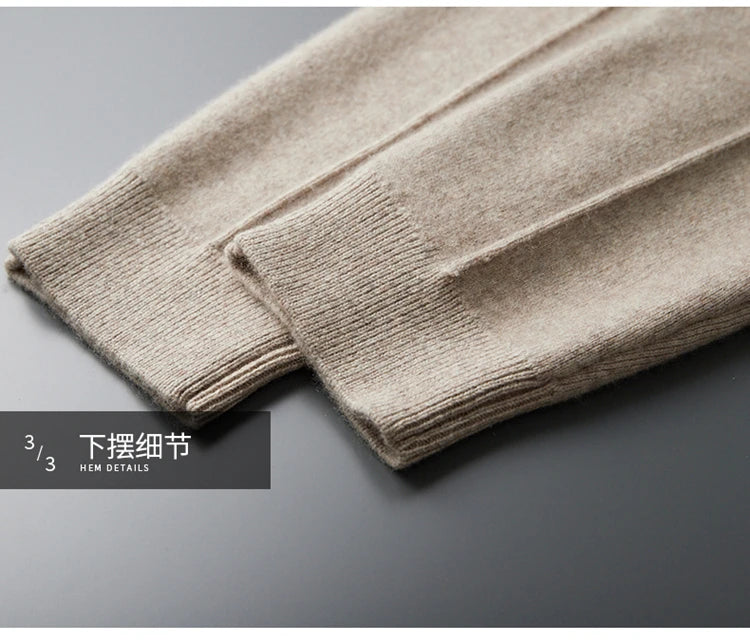 Autumn and Winter Thickened High Waisted 100% Merino Wool Men's Pants Small Leg Pants Casual Business Knitted Sweatpants Warm