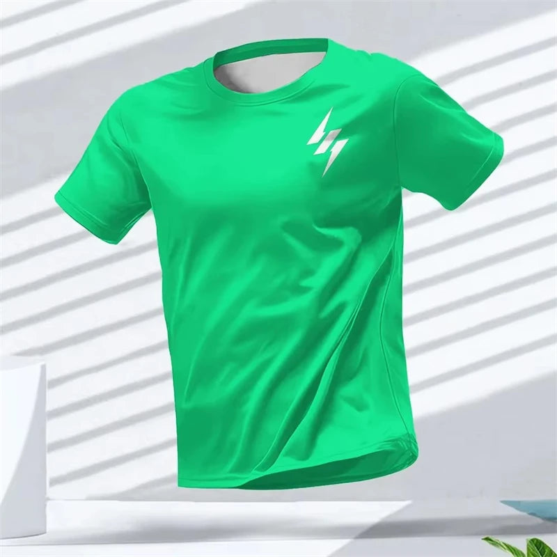 Simple Fashion Quick Dry Sports T Shirts Summer Casual Short Sleeve 3D Printed T-shirts Loose Breathable Fitness Running Tees