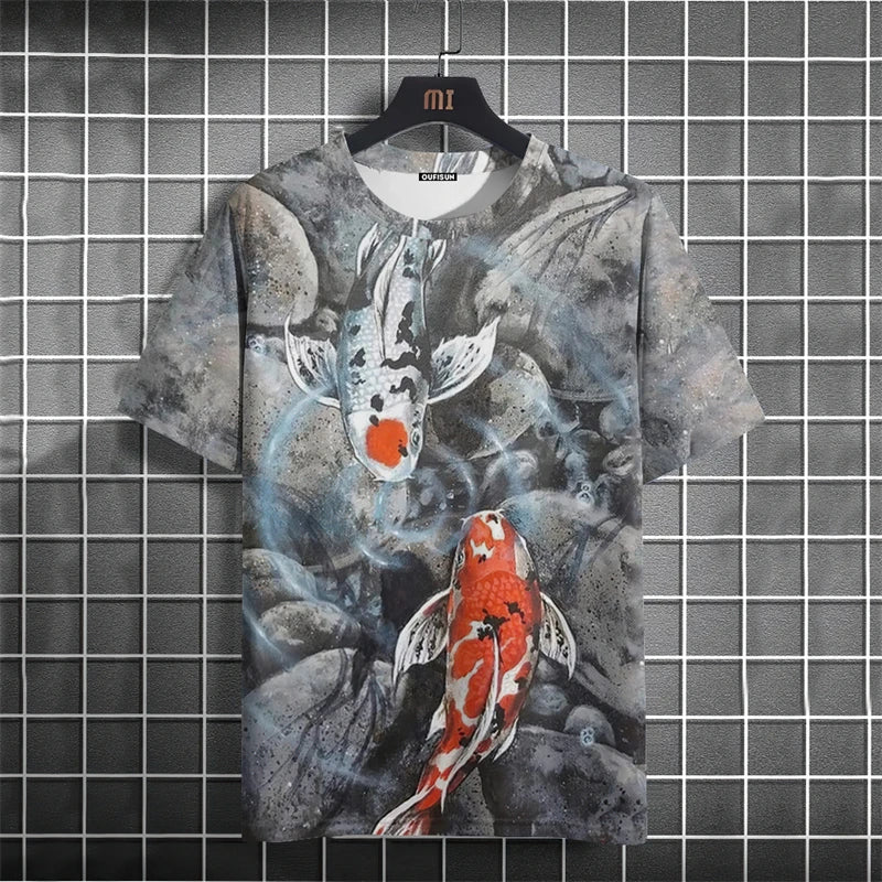 Fashion Japanese Ukiyo-e Graphic T Shirts For Men Trend Summer Short Sleeve 3D Printed T-shirts Loose Harajuku Y2k Tees Tops