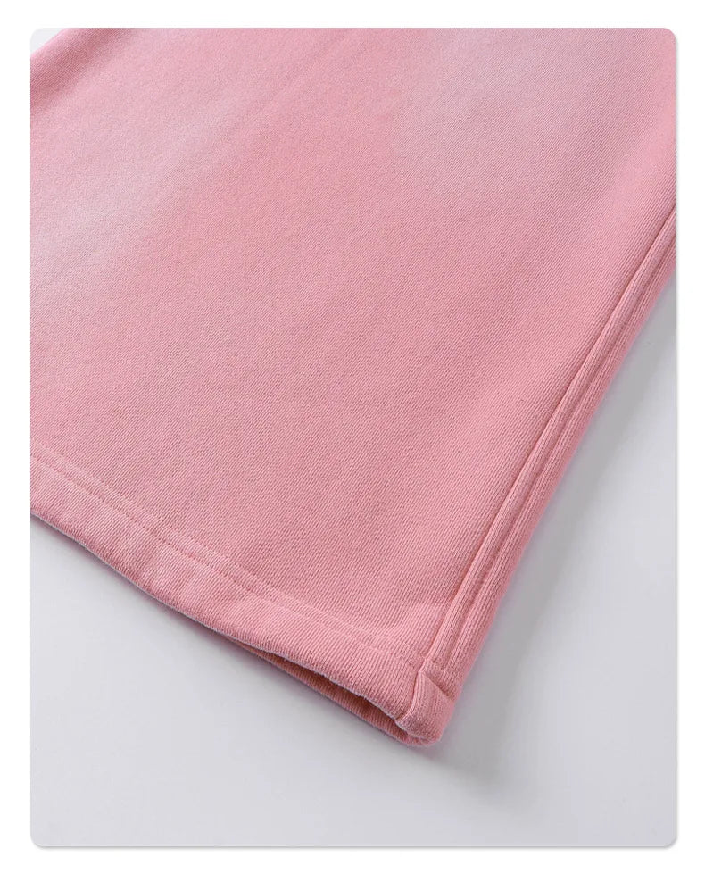 2025 Winter New Fleece Sweatpants Men Splashing Ink Spray Dyeing Wash Distressed Wide Joggers Grinding Edges Baggy Plush Pants