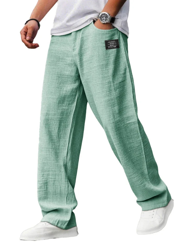 2026 Vintage Men's Loose Straight Pants Casual Breathable Badge Streetwear Trousers Fashion Daily Sports Jogger Pants For Men