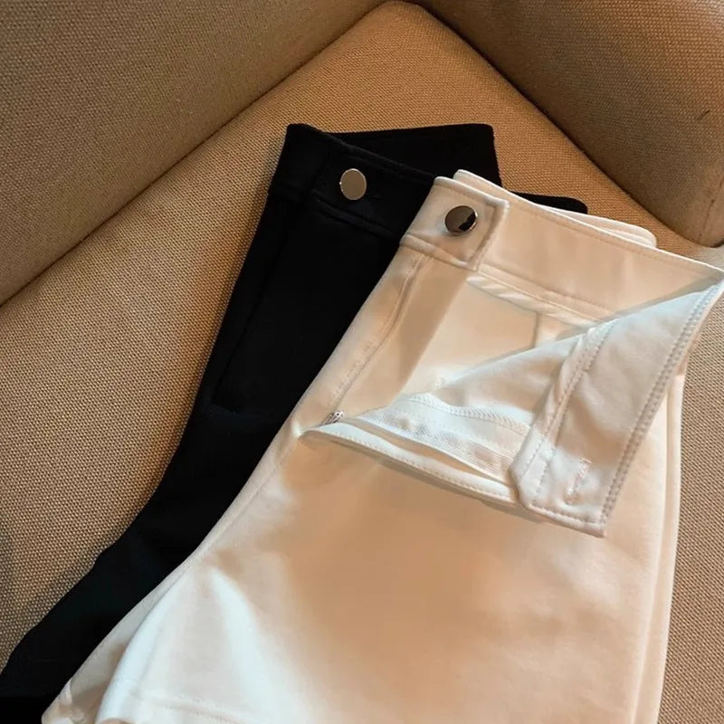 2026 Women's Summer Black Shorts, Thin Breathable High Waist Slim-fit A-line Stretchy Hot Pants for Y2K