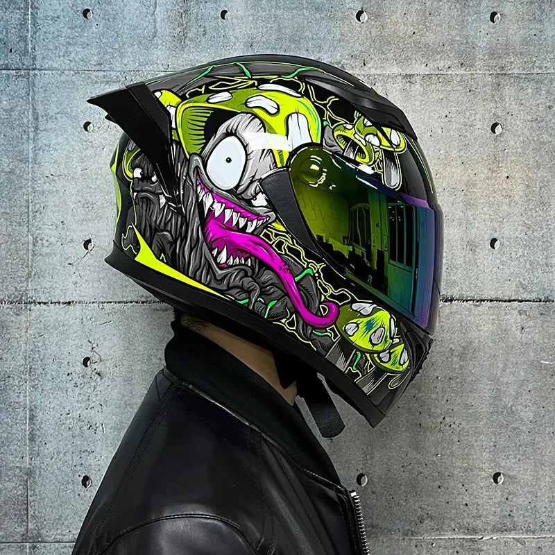 JIEKAI DOT Certified Full Face Motorcycle Helmet Racing Dual Lens Helmet